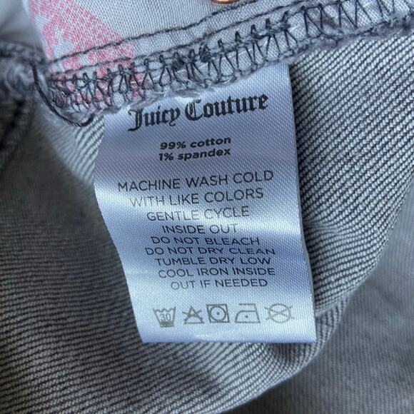 Juicy Couture Venice Straight Jean Women's 14W Gray Marble Wash Denim Fringe Hem - Picture 8 of 12